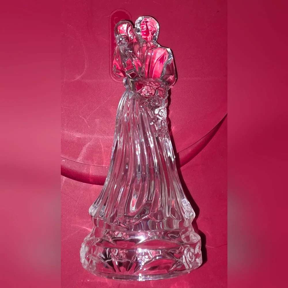 Princess House Crystal Bride & Groom Wedding Cake Topper